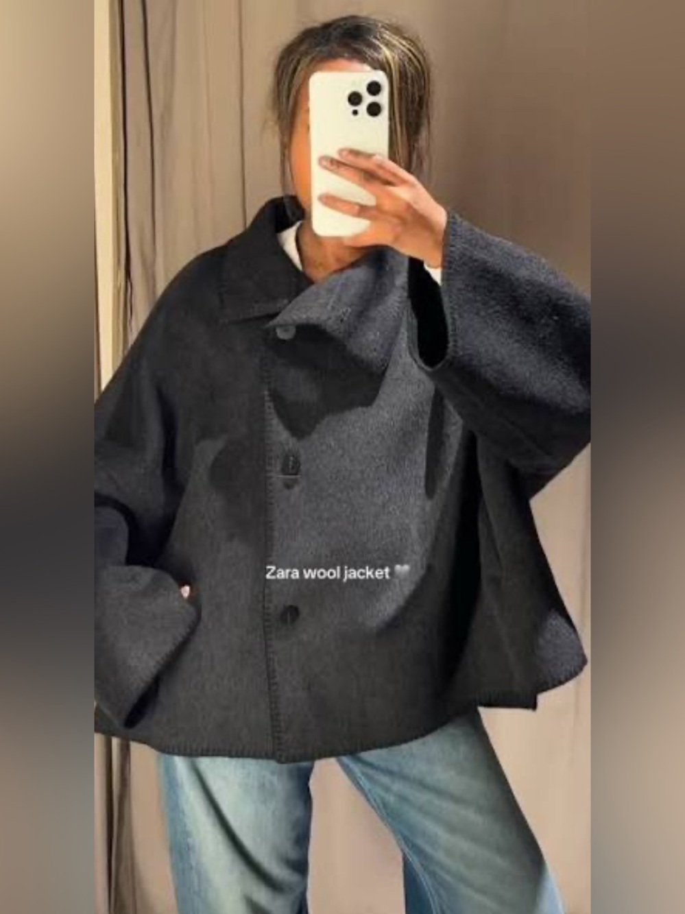 *nwt* Zara Wool Blanket Stitch Grey Coat - Picture 2 of 6